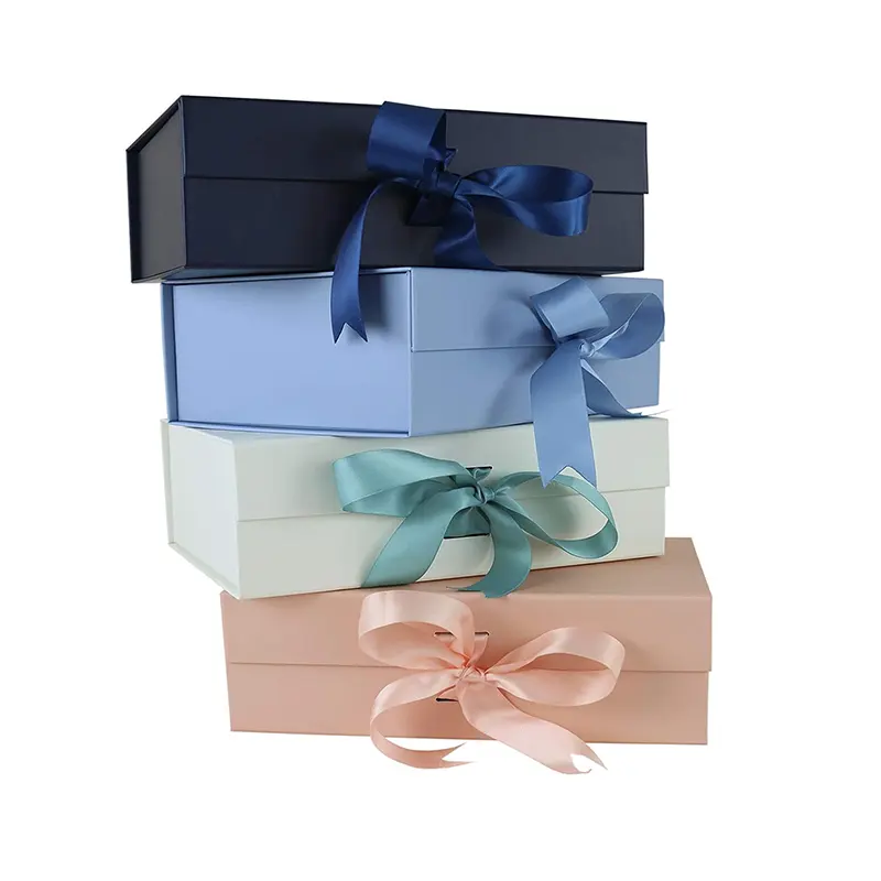 ふた付きの青いギフトボックス大きなギフトボックスリボンとプレゼント用の磁気花婿付け添人提案ボックス花嫁介添人ギフト結婚式