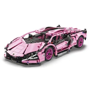 1280 Uds Drift Little Pink Cow juegos de bloques de construcción Venta caliente niños niño juguete para regalo deporte carreras coche ladrillo Mini Juguetes