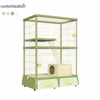 Cage à chat d'intérieur pliable à double couche et trois niveaux en fil de fer, grande taille, avec roues, détachable, pour balcon