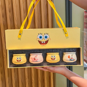 4個セットティーコーヒーミルクカップセラミックマグ高外観ギフトボックスセットセラミック漫画磁器カップ子供用カップ - Product Image 1