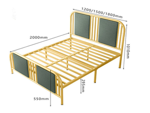 Household Full Size Steel Single Metal <b>Bed</b> <b>Frame</b> with <b>Soft</b> Package Headboard Cushion for Dormitories Hotels Commercial Furniture - Product Image 6