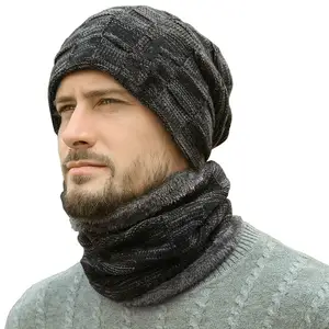 Men Winter Hats Scarf Set Warm Knit Hats