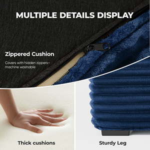 <b>Modern</b> Sectional <b>Sofa</b> <b>Bed</b> Set L-Shape Chaise Extra Large Reversible Fabric Cover Sponge-Filled Metal Frame Foldable Hall - Product Image 5