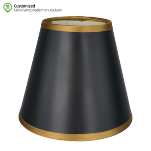 Custom Black Cone Paper <strong>Lampshade</strong> <strong>Gold</strong> Trim Handmade Classic Decorative Indoor Lighting Accessory OEM ODM Supplier - Product Image 1