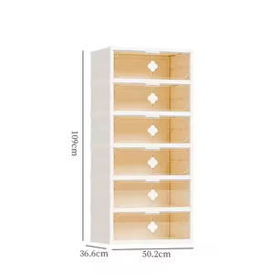 Scatola Portascarpe Pieghevole in Plastica Impilabile a Quattro Piani, Design Classico, <span class=keywords><strong>Dimensioni</strong></span> 50.2x36.6x122cm per Casa - Product Image 2