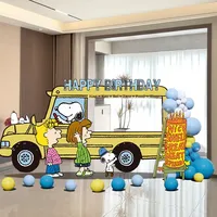 Kit de Décoration de Fête Personnalisable Thème Snoopy : Ensemble de Ballons en Carton KT, Toile de Fond Imprimée Numérique, Scène Chariot à Collations pour Anniversaire de Bébé