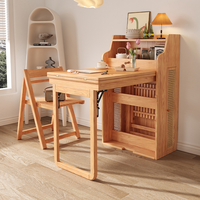 Ensemble de table à manger de luxe en bois massif multifonctionnel de style nordique avec fonctions extensibles et pliables et armoire de rangement au design moderne