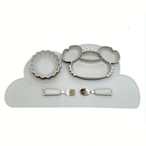 Juego de Vajilla de Silicona para Bebés, Incluye Plato de Cena y Tazón con Divisiones para el Alimentación, Artículos para Bebés - Product Image 2