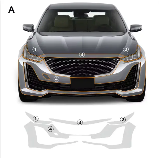 LongTai für Cadillac CT5 LUXURY Basisversion 2020-2024 ganze Körper durchsichtige Schutzhülle unsichtbares Autoabdeckungs-PPF-Lampen