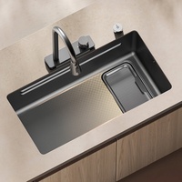 Évier de cuisine multifonctionnel en acier inoxydable 304 épaissi de 5 mm, grand bac simple pour la vaisselle