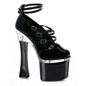 <span class=keywords><strong>Zapatos</strong></span> <span class=keywords><strong>de</strong></span> Tacón Alto <span class=keywords><strong>de</strong></span> 18 cm para <span class=keywords><strong>Mujer</strong></span>, Negros, con Tacón Grueso, Punta Abierta, para Crossdressing, <span class=keywords><strong>Zapatos</strong></span> Pequeños con Tacón Delgado, para Otoño, Discoteca, Bailarina Exótica, Moda - Product Image 1