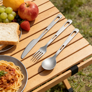 Portable Titanium Cutlery Set Anti-Bacterial Long Handle Fork Spoon Knife Tableware for Outdoor Camping - Product Image 6