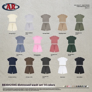 2025 gros rue Couple robe <span class=keywords><strong>été</strong></span> hommes décontracté à manches courtes Shorts porter <span class=keywords><strong>costume</strong></span> avec teinture lavée - Product Image 2