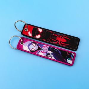 Belle poupée de dessin animé lanières tissées en métal Double face brodé Spider-Man <span class=keywords><strong>porte</strong></span>-clés pendentif <span class=keywords><strong>clé</strong></span> de voiture - Product Image 2