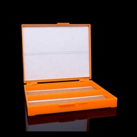 ABS Microscope Slide Storage Box or Holder in Color Grey, 50 Places, with Number Marking and Snap Closure, Laboratory Use