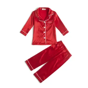 Детские шелковые комплекты одежды для малышей, Рождественский дизайн, детская одежда для девочек, комплект пижам