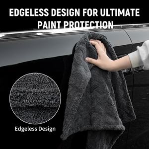 Livos Serviette de séchage pour <span class=keywords><strong>lavage</strong></span> de voiture en microfibre, double face, 1000 GSM, motif ondulé gris foncé, sans ourlet, douce, très vendue - Product Image 1