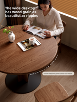 Table à manger ronde en bois de caoutchouc massif - Idéale pour les petits appartements - Design moderne et écologique - Style farmhouse du milieu du siècle - Couleur noyer CZ064