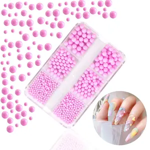 New Macaron Colorful 6 Grid Round Beads Nail Accessories Mix Size Nail Charms Round Bead Jewelry Nail Art Decoration