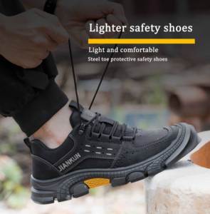 JIANKUN Chaussures de sécurité unisexes pour hommes et femmes Semelle extérieure en caoutchouc antidérapante Chaussures de travail en cuir anti-brûlure pour l'été et le printemps - Product Image 5