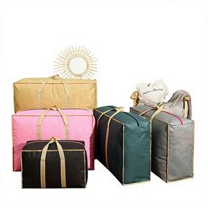 Sac de rangement robuste et écologique à grande capacité avec fermeture éclair, sac de déménagement en tissu durable et réutilisable, rangement personnalisable pour armoire - Product Image 1