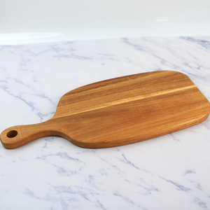 Tabla de cortar de madera de acacia de 30x18x1.5cm, madera maciza con asa para servir frutas y exhibir pan, fácil de limpiar. - Product Image 2