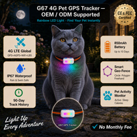 Traceur GPS Mini G67 4G pour Animaux de Compagnie avec LED Couleur pour Localiser Mon Chat, Suivi en Temps Réel via APP, Surveillance d'Activité, Sans Abonnement