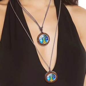 Kalung simbol OM buatan tangan-hadiah perhiasan Yoga Spiritual dengan kubah kaca & rantai tali lilin <span class=keywords><strong>Retro</strong></span> untuk pria/wanita - Product Image 6