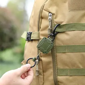 P-035 Jungle Green Plastic Durable Tactical Retractable Keychain Badge Holder With 23.5 Inch Card Keychain Lanyard