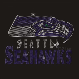 Kustom Seattle <span class=keywords><strong>Seahawks</strong></span> Transfer tim sepak bola Motif hot-fix besi pada Transfer berlian imitasi untuk kemeja - Product Image 4