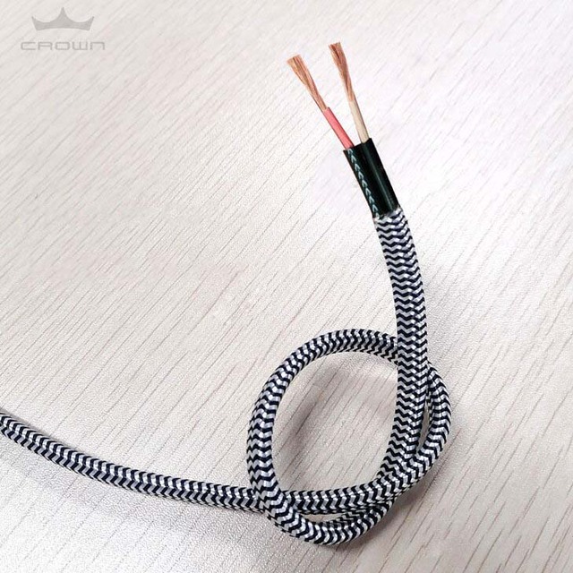 Factory Direct 14AWG OFC Hi Fi Speaker Cable With PVC Black Jacket and Nylon Braided Sheath Braided Audio Cable