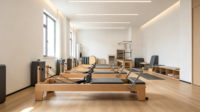 Pilates Reformer en chêne de qualité studio, réglable, portable, écologique, à prix abordable, pour la maison et la thérapie par le yoga