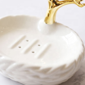 Or blanc Conception <span class=keywords><strong>De</strong></span> Branche D'arbre En Céramique <span class=keywords><strong>De</strong></span> Forme Ovale Savon Plat Pour La Décoration - Product Image 6