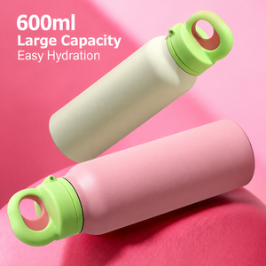 304 Stainless Steel Vacuum Insulated Water Bottle One Click Lid Portable <b>Thermos</b> Bottle 600ml for Travel Gym Outdoor - Product Image 3