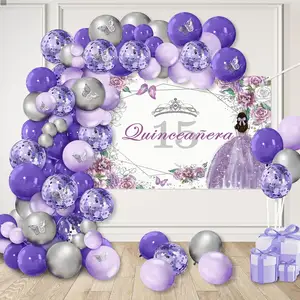 Lila Konfetti Latex Metallic Ballon Bogen Kit Lila Luftballons Garland Kit Schmetterling Für Schmetterling Geburtstags feier