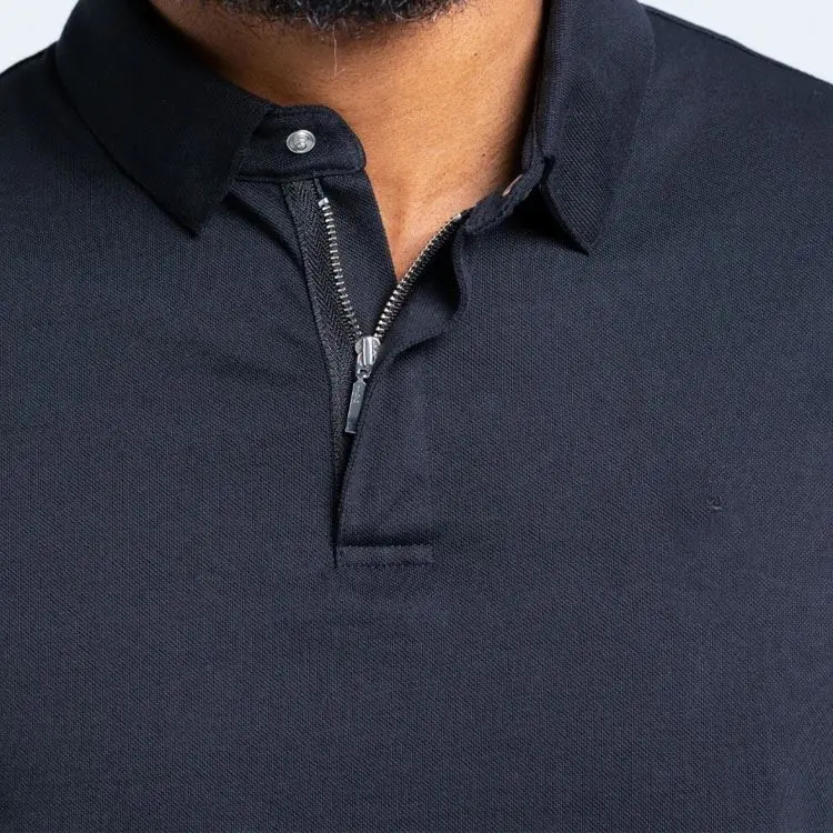 Latest Design Business Casual Polo Shirt Custom Logo Classic Collar Zip Open Polo Shirt For Men