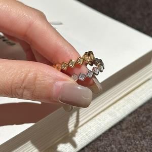 Bague géométrique en argent pur S925 avec zircon, élégante, tempérament raffiné, bague à ouverture fine avec perle, style antique, luxe léger, style rétro - Product Image 1