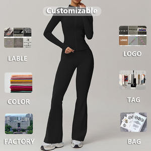 XW-TZ9141-1 Veste d'entraînement Flare, leggings de sport plissés à l'avant, leggings <span class=keywords><strong>push</strong></span>-<span class=keywords><strong>up</strong></span>, ensembles de yoga de fitness taille haute pour femmes - Product Image 6