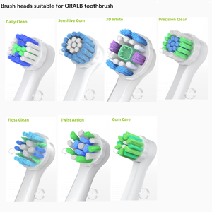 Brosse à dents électrique rotative-oscillante à 2 têtes avec poils doux, étanche IPX8, vibration à 4200 tr/min - Product Image 1
