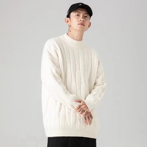 Suéter de <span class=keywords><strong>cuello</strong></span> semialto para <span class=keywords><strong>hombre</strong></span>, versión gruesa de invierno del interior japonés suelto con tejido de invierno Lazy Senior - Product Image 4
