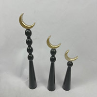 Ensemble de 3 Minarets Islamiques Décoratifs Beige Ornements en Bois pour Ramadan Centre de Table Eid Mubarak Décoration en Bois