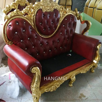 Fauteuil Trône Royal Moderne en Cuir Canapé Deux Places pour Mariés Événements de Mariage Vente Chaude pour Banquet Hôtel Fête