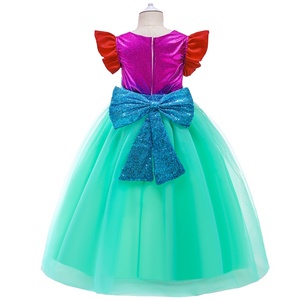 Disfraz de Sirena <span class=keywords><strong>Ariel</strong></span> para Halloween, Vestido de Fiesta con Mangas Abullonadas para Niñas, Elegante Vestido de Tul con Flores para Cumpleaños, Vestido de Princesa - Product Image 4