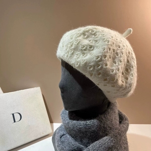 Haute qualité femmes fleur tricoté <span class=keywords><strong>Crochet</strong></span> béret chapeau décontracté pour printemps automne plage porter voyage en plein air mignon fille béret chapeau - Product Image 2