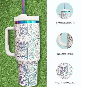 Hot Selling Tumbler 40oz Insulated Vacuum Tumbler Camping <b>Cup</b> Stainless Steel Tumblers with Handle <b>Lid</b> <b>and</b> <b>Straw</b> - Product Image 1