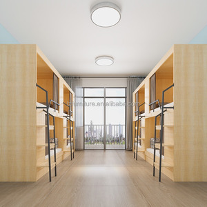 Modern King-Size Solid Oak Wood Capsule Bed Melamine Panel for Hotel School Dormitory Hostel Hospital Use-Customizable Color - Product Image 4