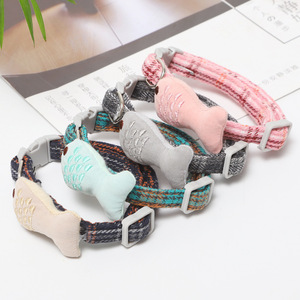ปลอกคอแมวผ้าฝ้ายปรับได้ลายสก็อตหลากสี ขายดี - Product Image 5