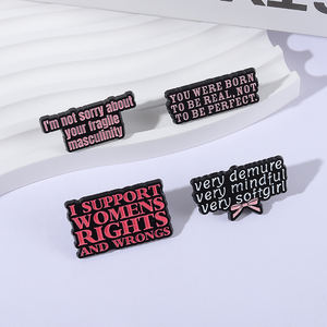 Pins de esmalte con la inscripción 'Women Girls Power', 'Apoyo los derechos de las mujeres y contra las desigualdades', 'Naciste para ser real, no para ser perfecta', broches e insignias de solapa - Product Image 2