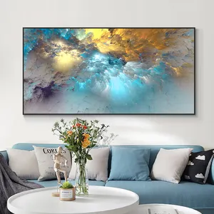 Woonkamer Decor Golden Blue Cloud Canvas Posters Prints Moderne Muur Foto Modern Wall Art Canvas Abstract