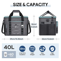 Sac isotherme pliable grande capacité |   Rétention de la fraîcheur pendant 12 heures, étanche aux fuites |   Ouvre-bouteille |   Boîtes en nylon portables pour pique-nique en plein air